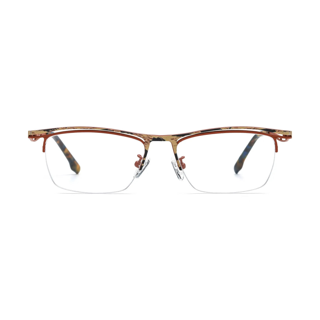 VoyueLens™ Amber Bronze Semi-Rim Eyeglasses – Front View – SKU VL185890-C5