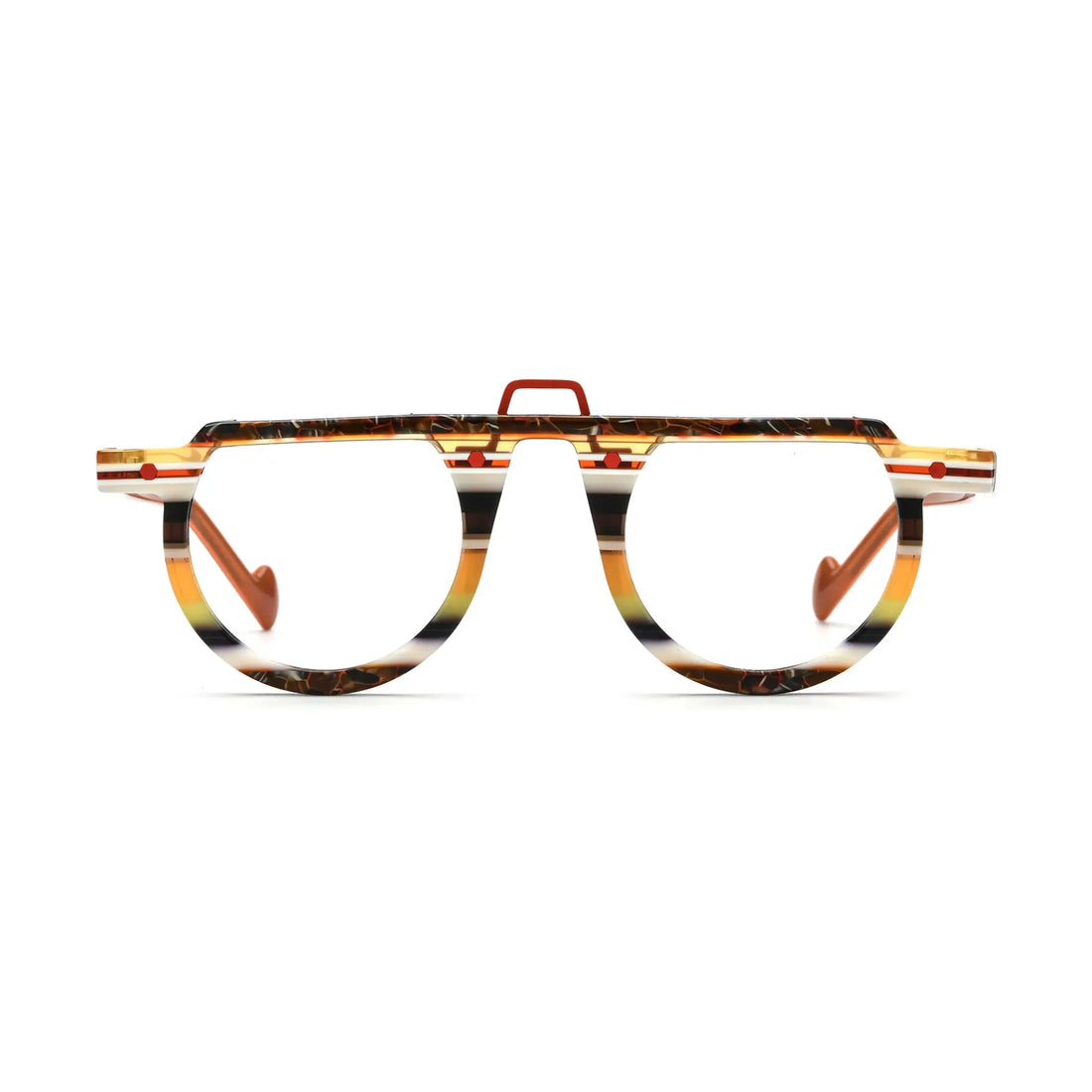 VoyueLens™ Amber Stripe Round Eyeglasses – Front View – SKU VL19383-C4