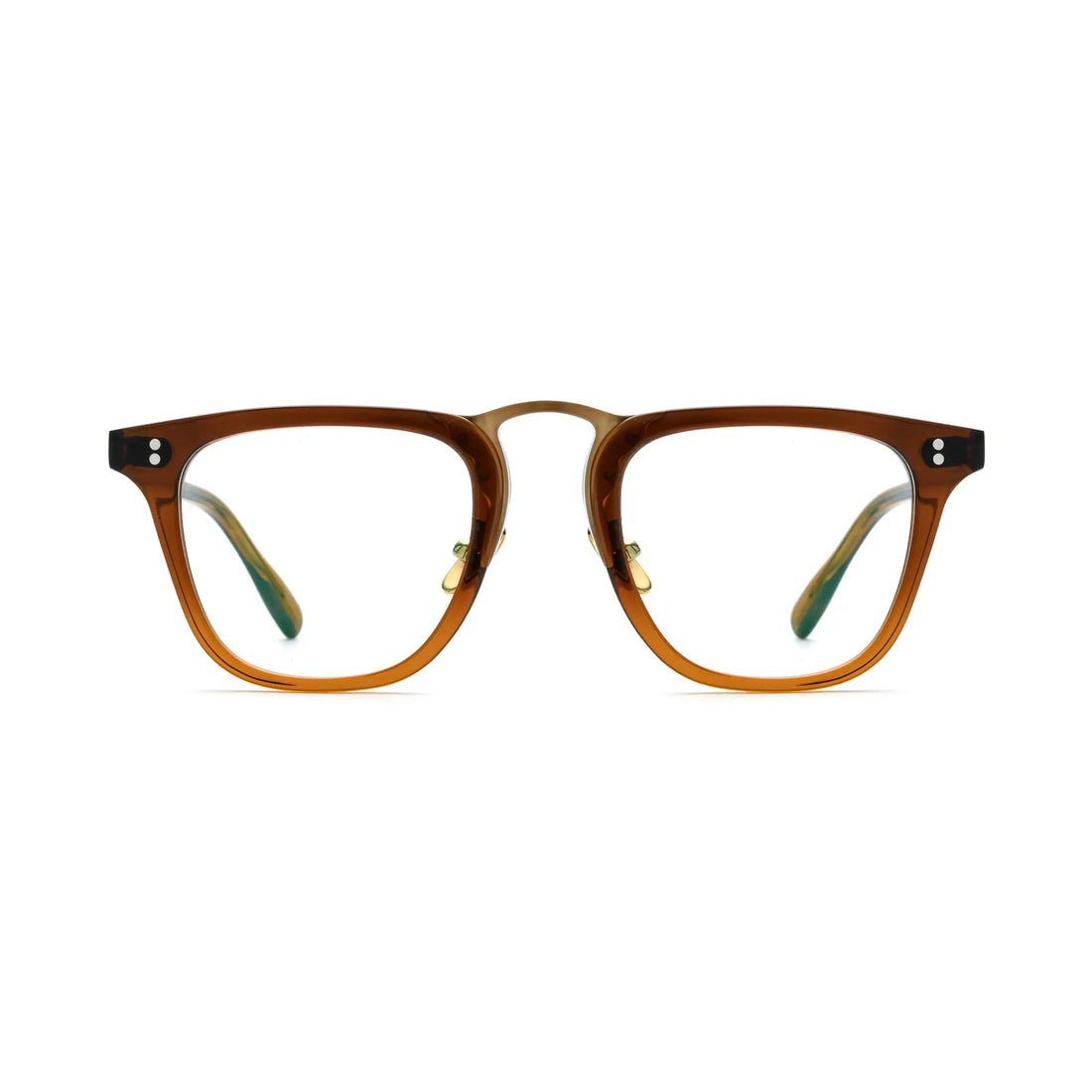 VoyueLens™ Brown Artisan Acetate Square Eyewear – Front View – SKU VL19214-BRN