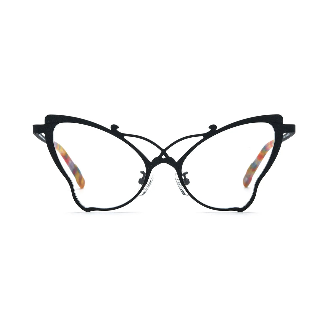 VoyueLens™ Charcoal Black Artistic Butterfly Titanium Eyeglasses – Front View – SKU VL185862‑C5