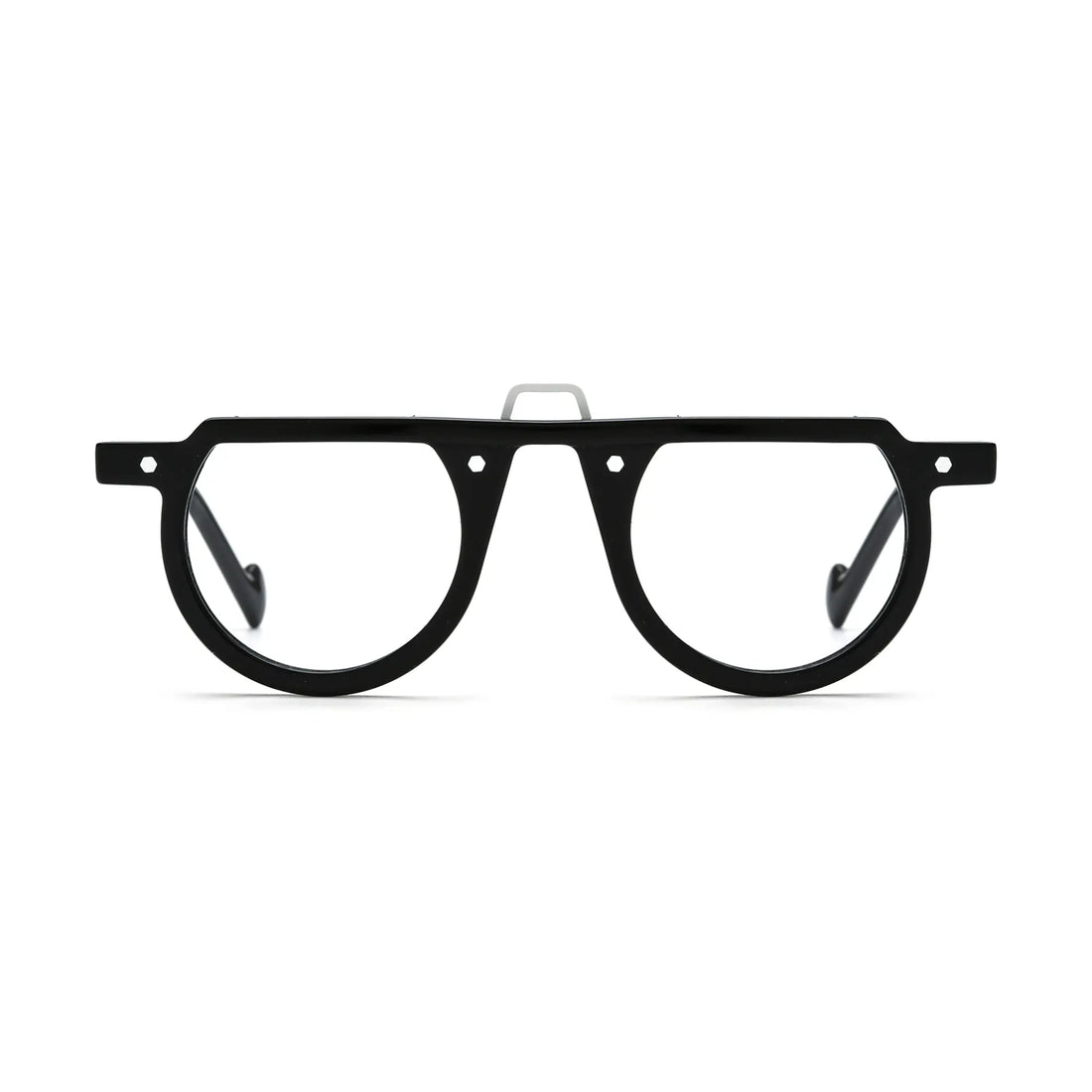 VoyueLens™ Charcoal Black Round Eyeglasses – Front View – SKU VL19383-C2