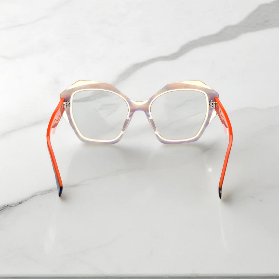 Rear view of VoyueLens™ Citrus Punch showcasing light frame and bold color pop accents.
