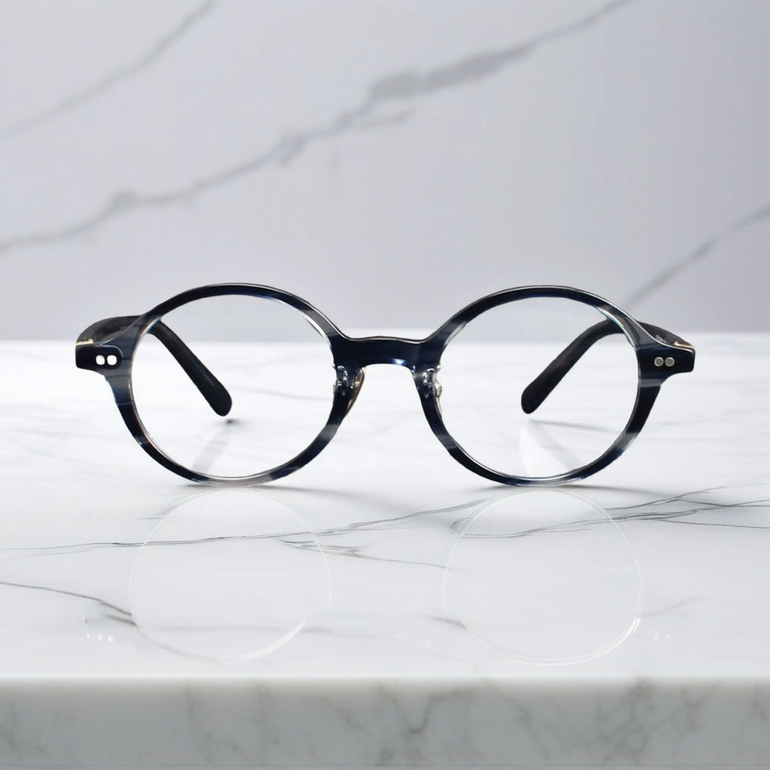 VoyueLens Classic Round Blue tortoise TR90 Eyeglasses front view