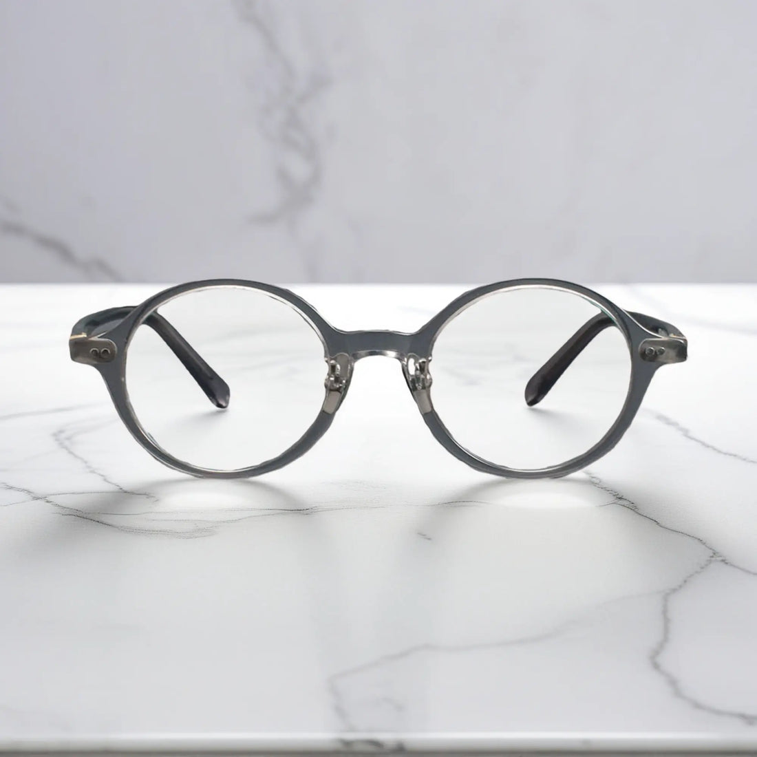 VoyueLens Classic Round Clear Grey TR90 Eyeglasses front view