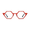 VoyueLens™ Crimson Depth Geometric Eyeglasses – Front View – SKU VL185881-C3