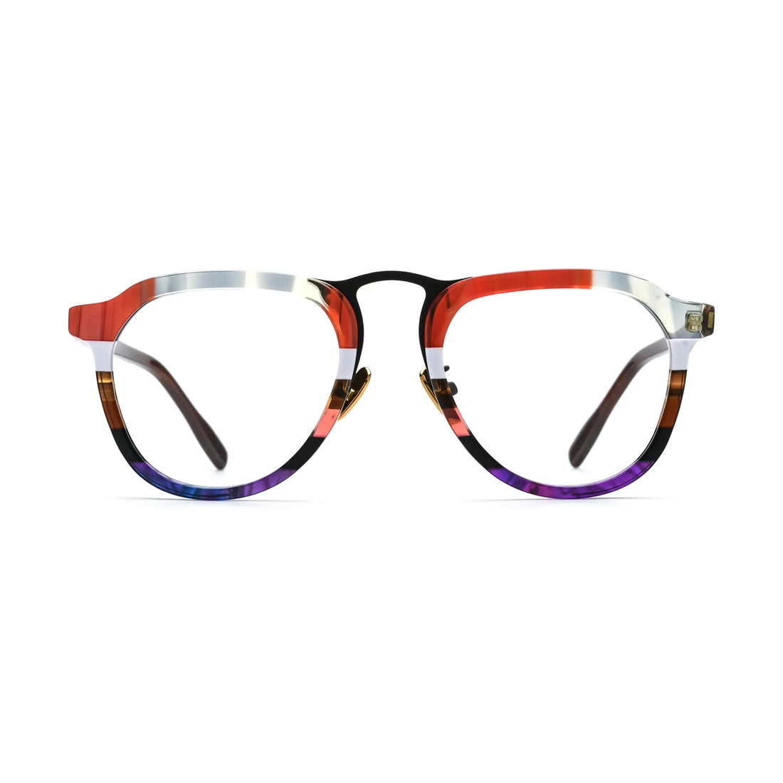 VoyueLens™ Crimson Fade on Walnut Aviator Eyeglasses – Front View – SKU VL19350-C3