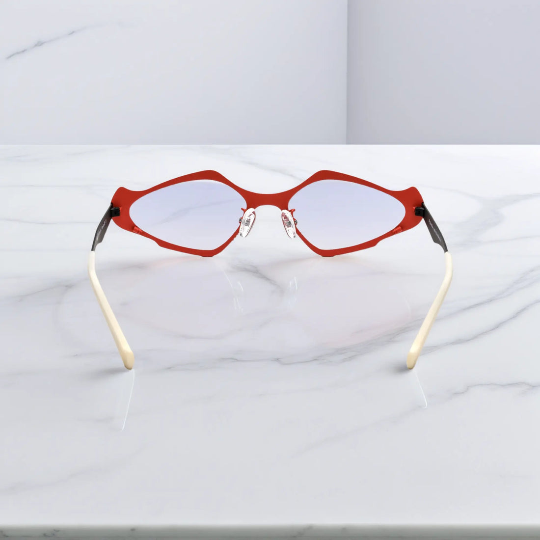 Back view showing temple structure of VoyueLens™ VL185811 in Crimson Noir