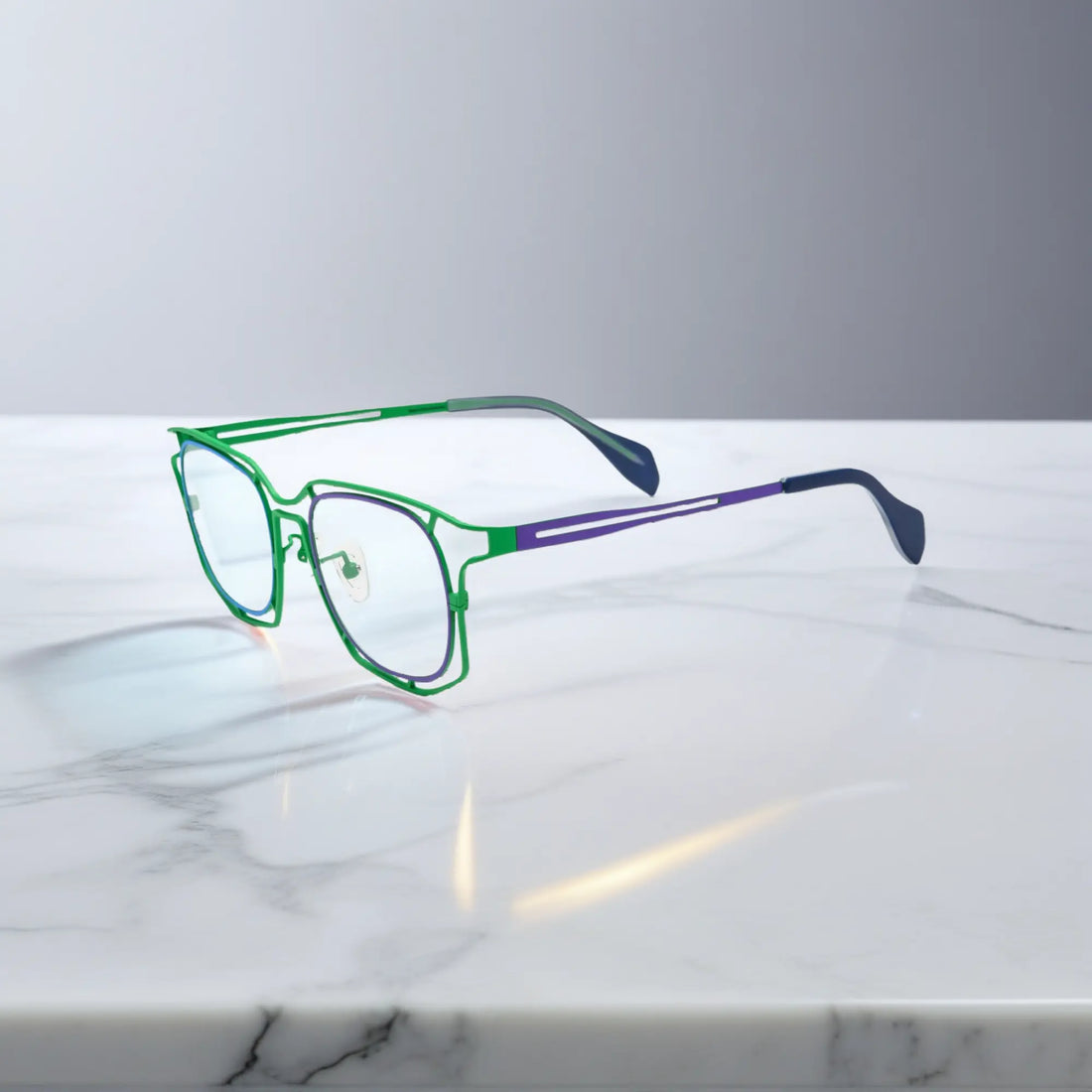 Side view showing vivid green tones of Emerald Twilight titanium frame