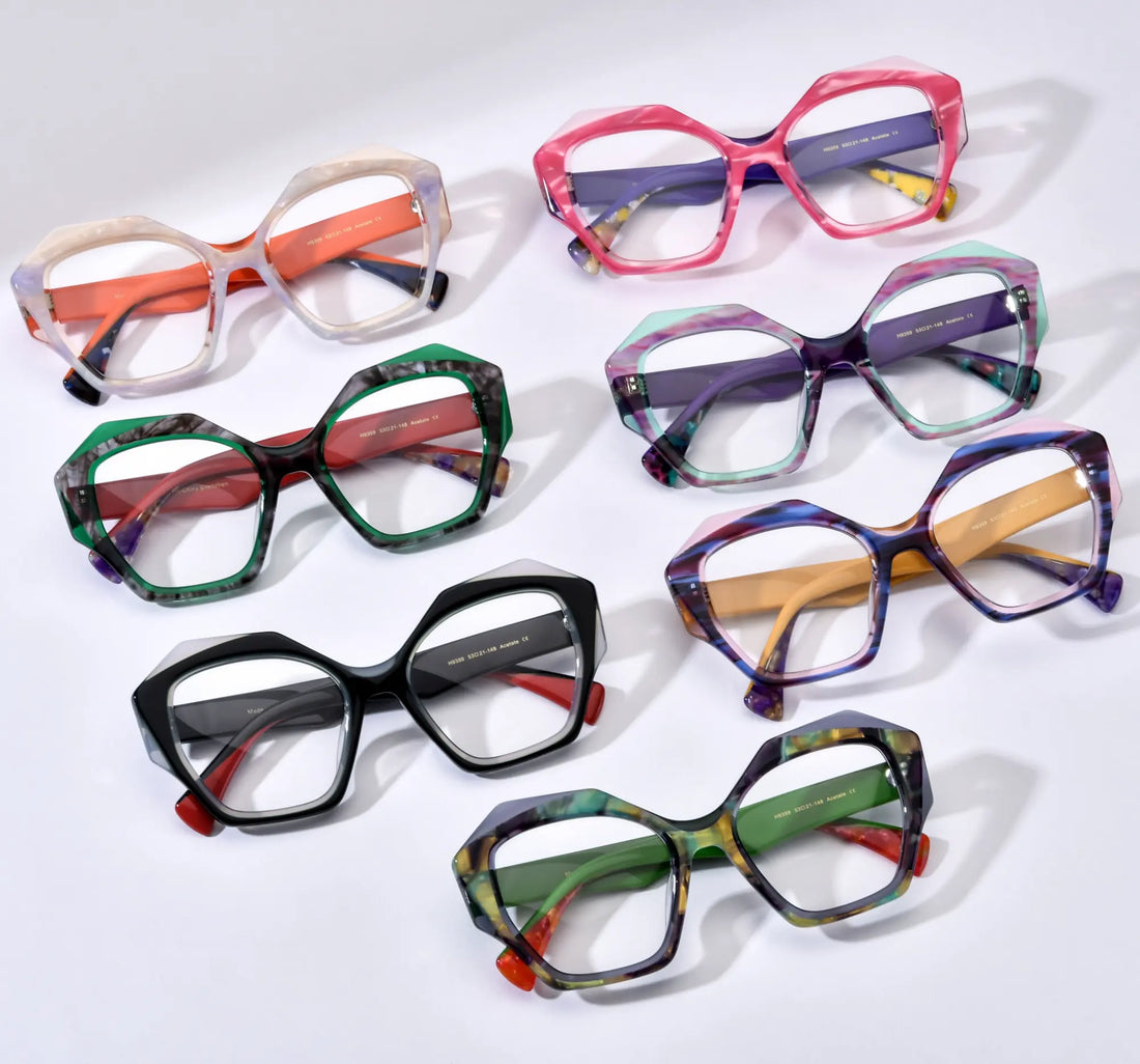 Flat-lay image displaying all seven VoyueLens™ VL19359 color variants, ideal for comparison shopping.