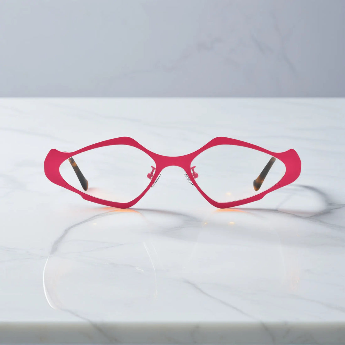 VoyueLens™ VL185811 eyeglasses in Fuchsia Indigo – front view of polygon titanium frame