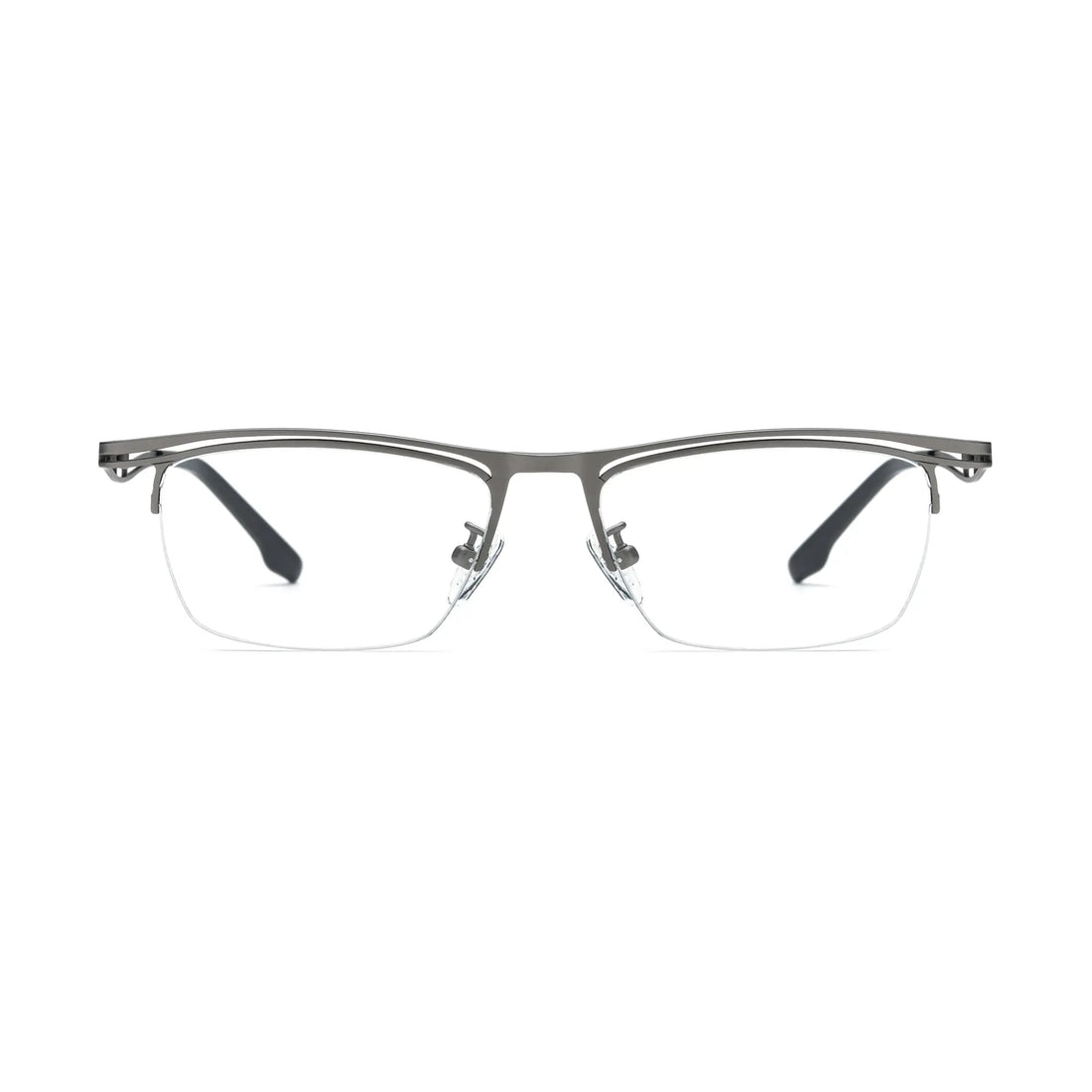 VoyueLens™ Graphite Gray Semi-Rim Eyeglasses – Front View – SKU VL185890-C8