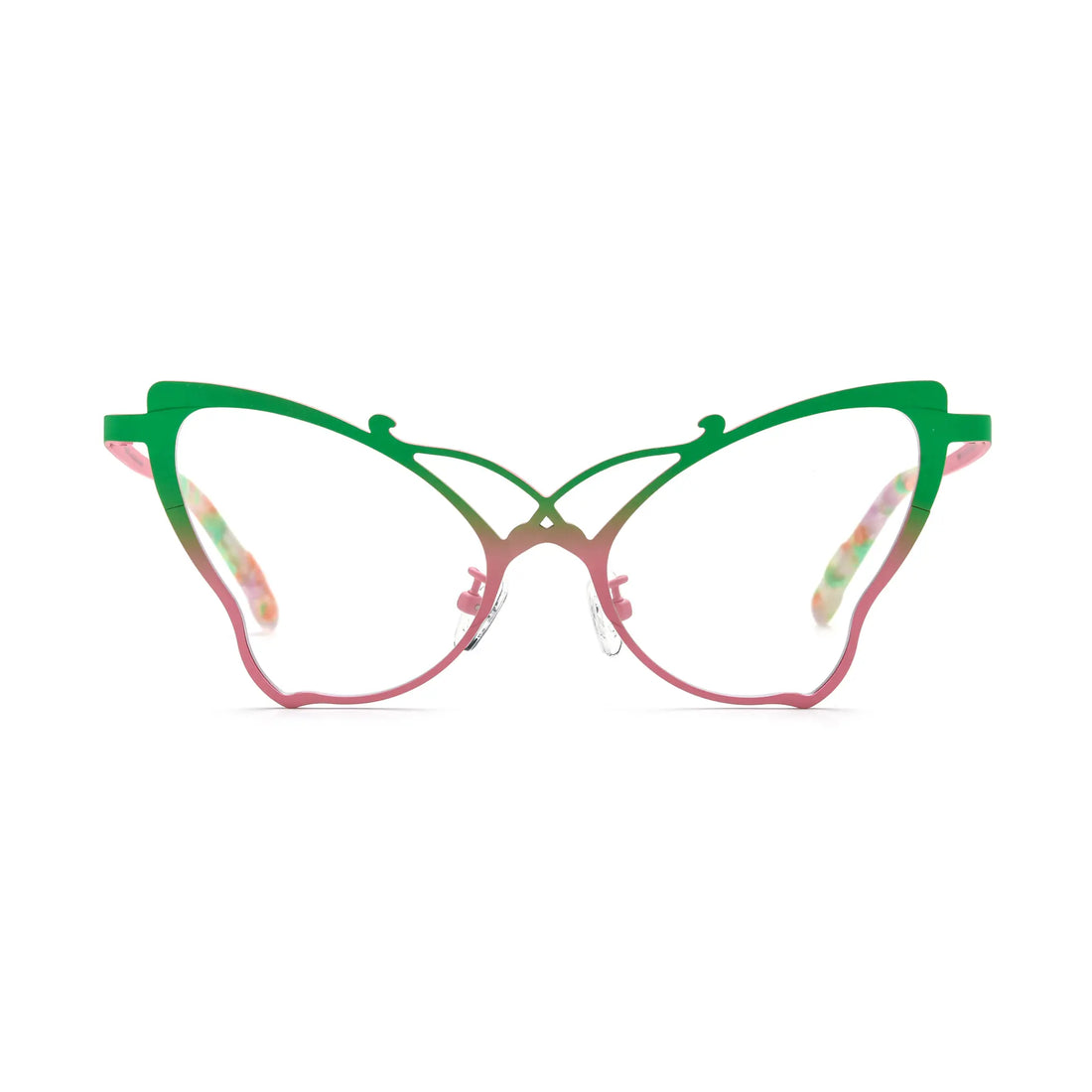 VoyueLens™ Green Blush Artistic Butterfly Titanium Eyeglasses – Front View – SKU VL185862‑C6