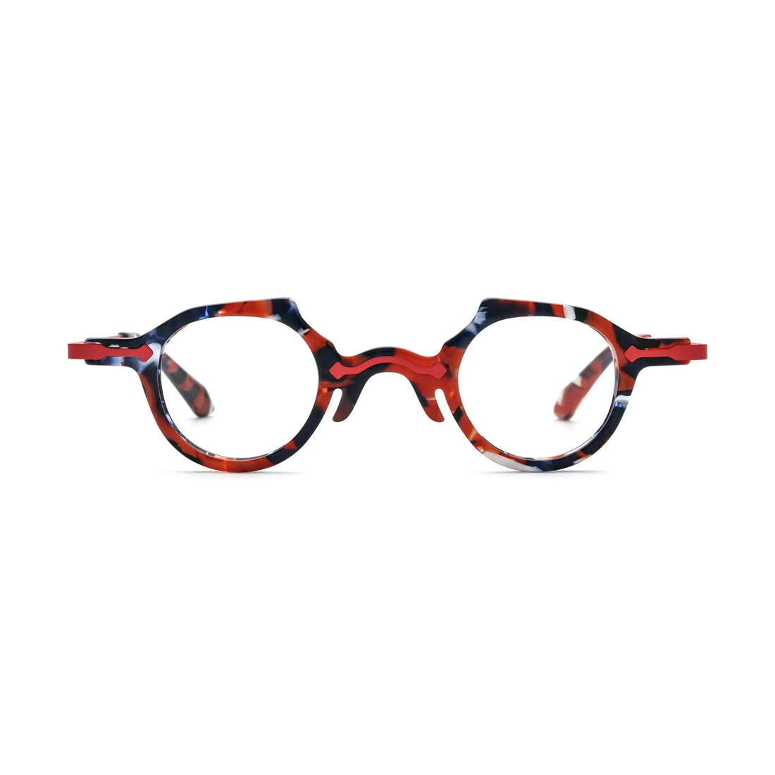 VoyueLens™ Ink Black Garnet Round Glasses – Front View – SKU VL19341-C6