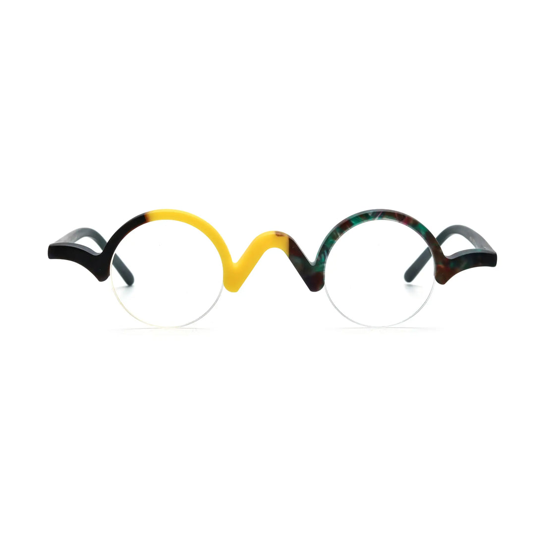 VoyueLens™ Lemon–Lime Round Eyeglasses – Front View – SKU VL19281-C2