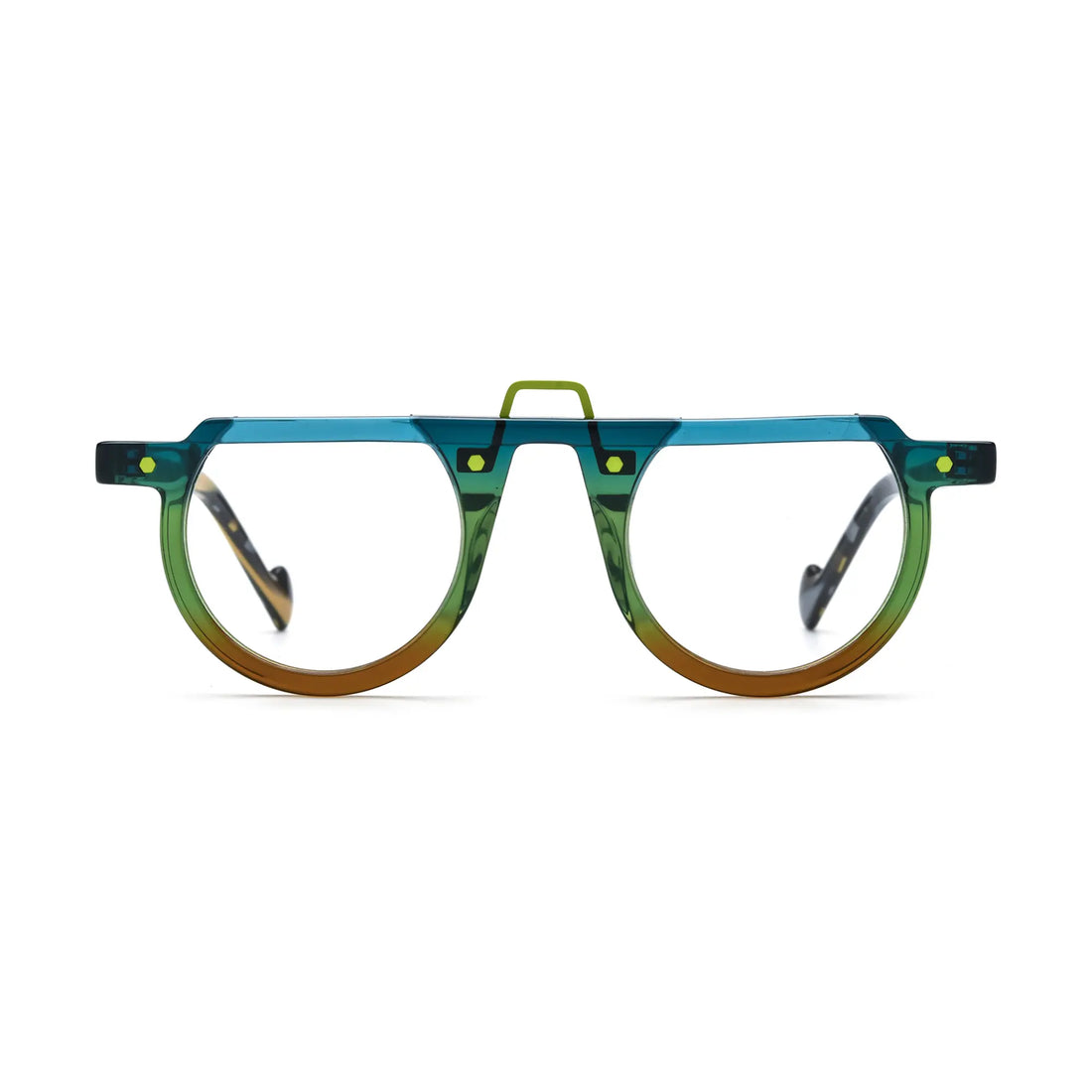 VoyueLens™ Lime Tortoiseshell Round Eyeglasses – Front View – SKU VL19383-C1
