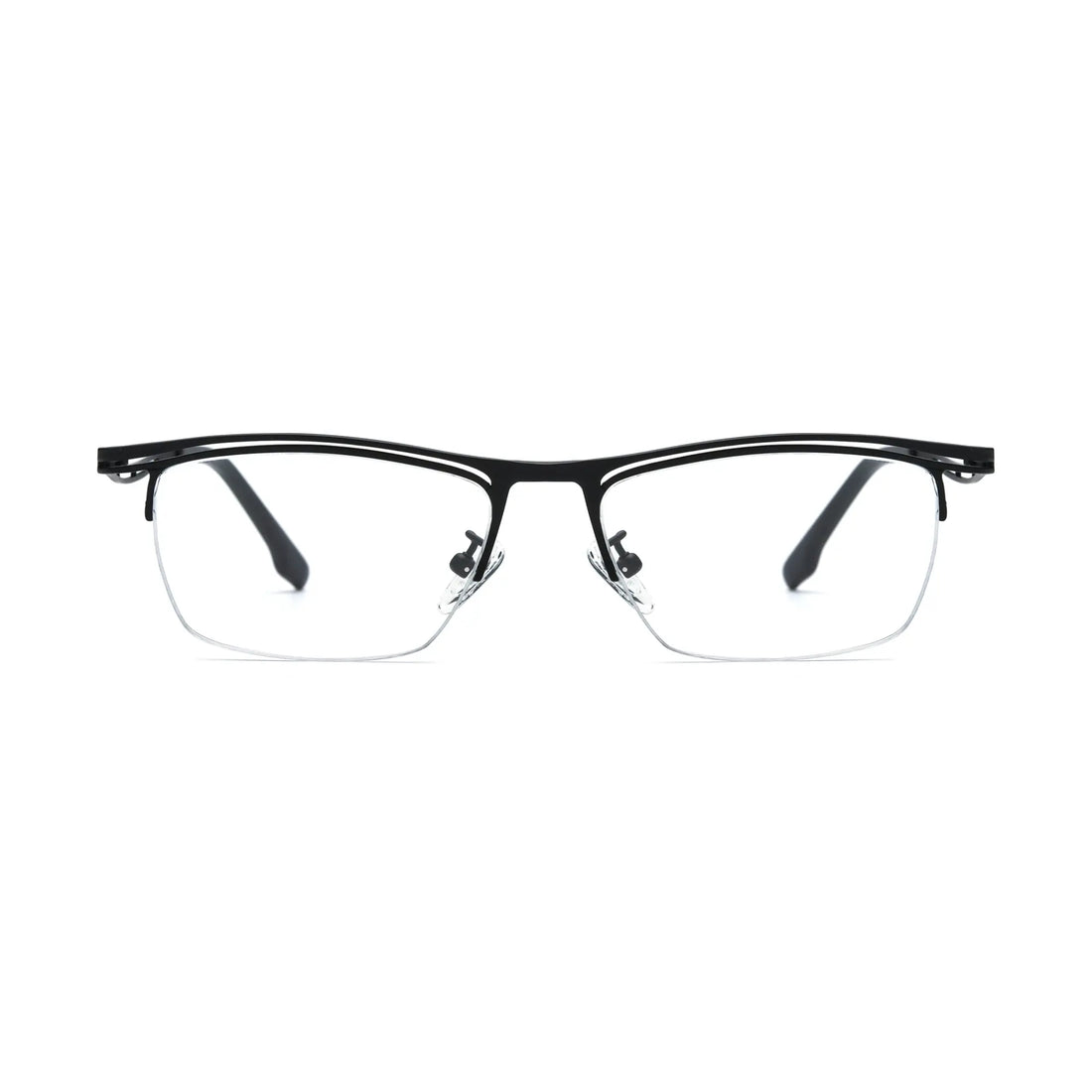 VoyueLens™ Matte Black Semi-Rim Eyeglasses – Front View – SKU VL185890-C9