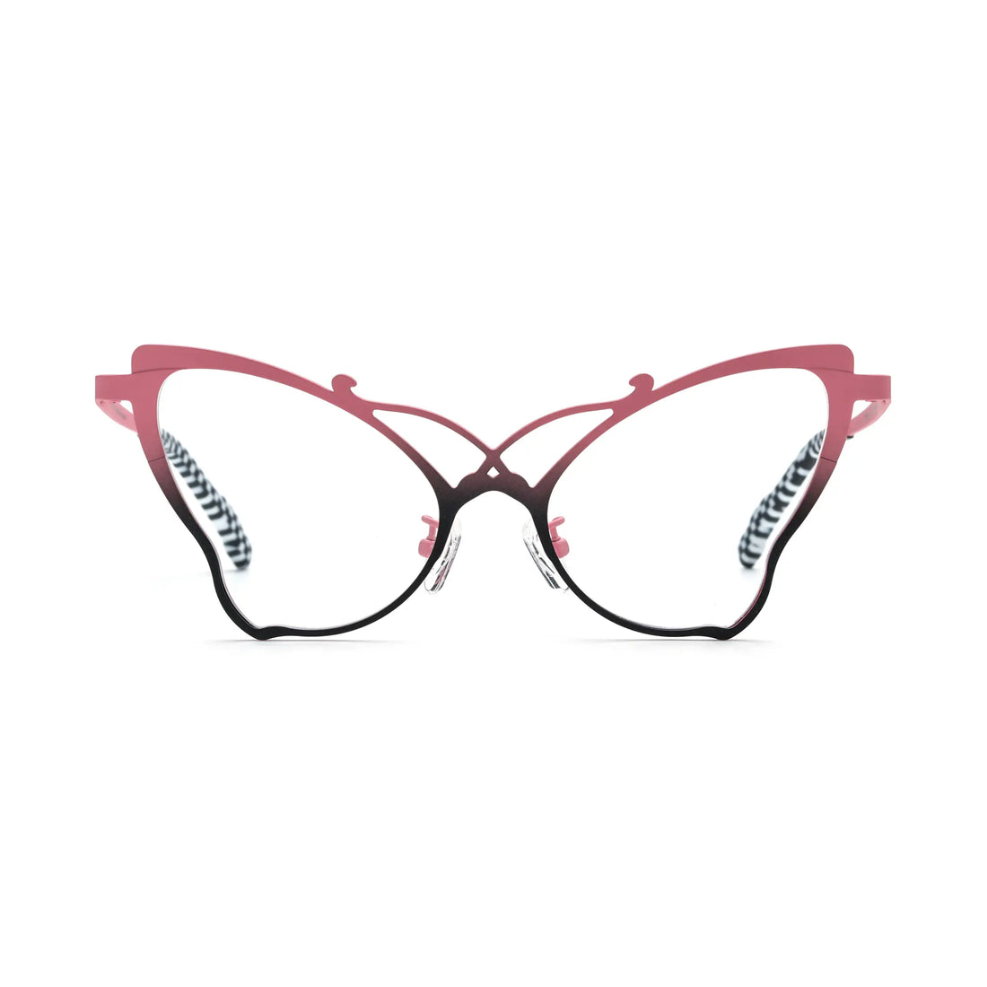 VoyueLens™ Pink Black Artistic Butterfly Titanium Eyeglasses – Front View – SKU VL185862‑C2