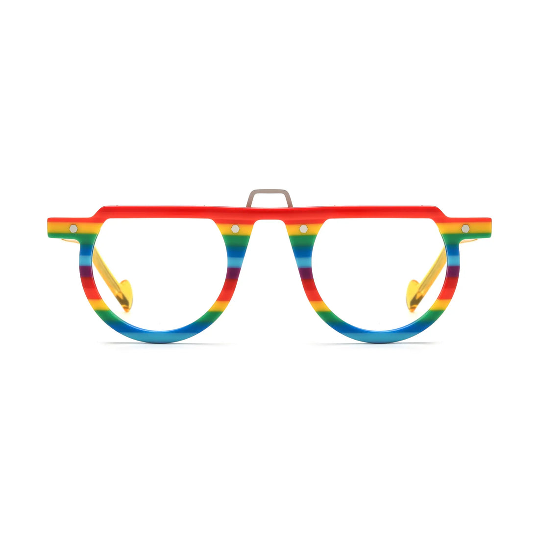 VoyueLens™ Rainbow Stripe Round Eyeglasses – Front View – SKU VL19383-C3
