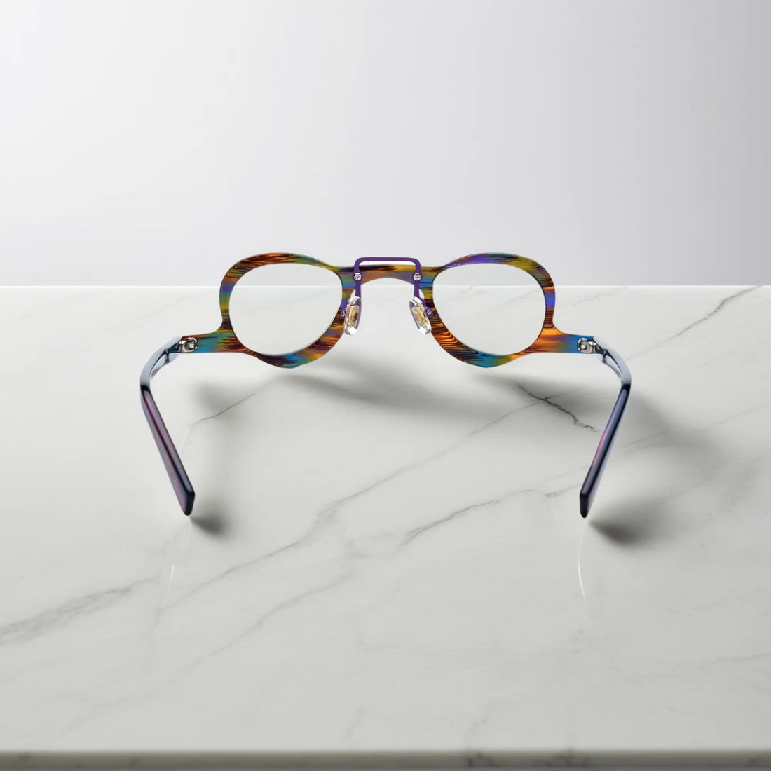 VoyueLens™ Rainbow Tortoise colorful geometric eyeglasses  back view