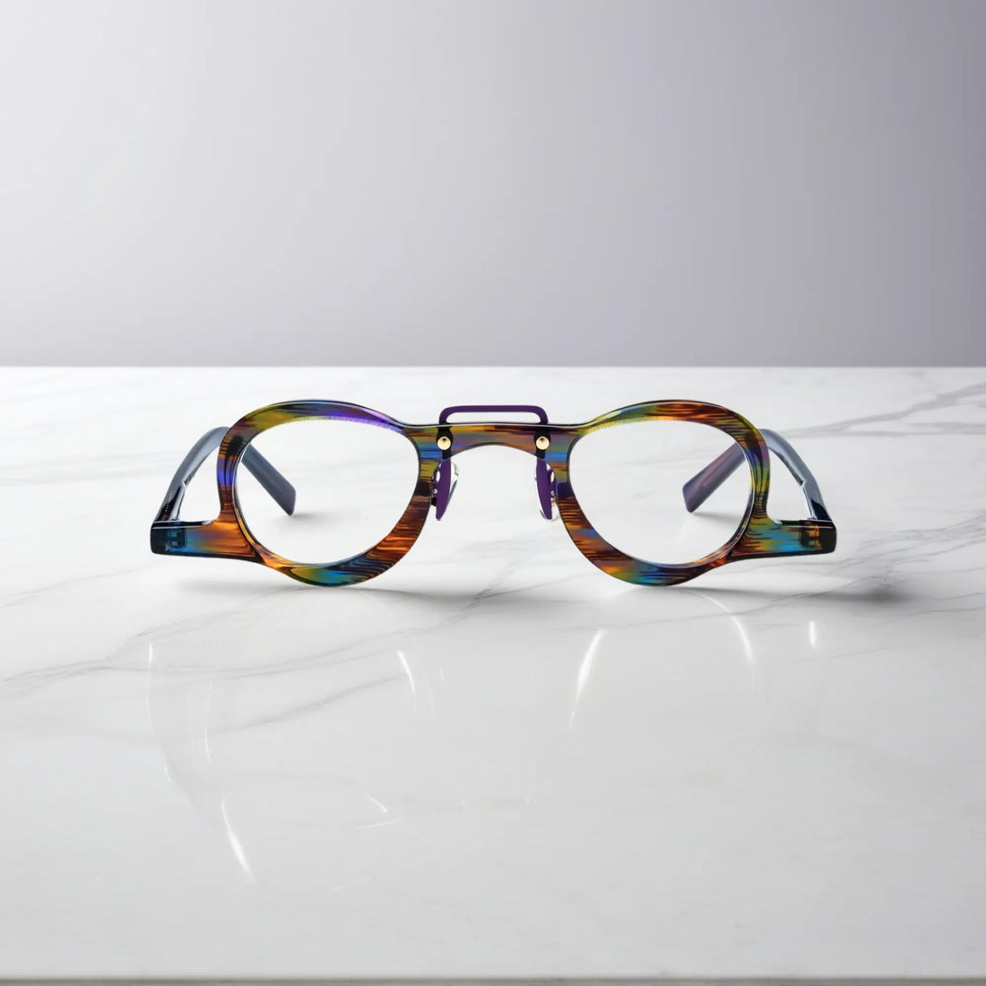 VoyueLens™ Rainbow Tortoise colorful geometric eyeglasses front view