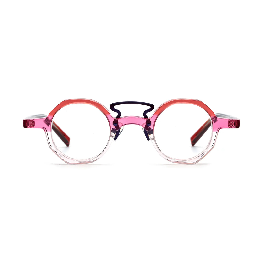 VoyueLens™ Rosé Amethyst Glow Geometric Eyeglasses – Front View – SKU VL19244-C3