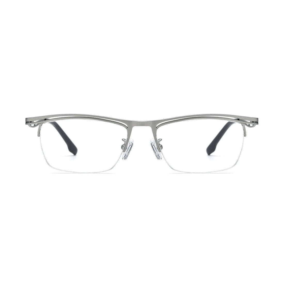 VoyueLens™ Silver Alloy Semi-Rim Eyeglasses – Front View – SKU VL185890-C4