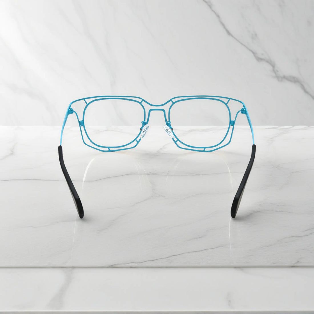 Rear view of Sky Blue frame with lightweight titanium construction