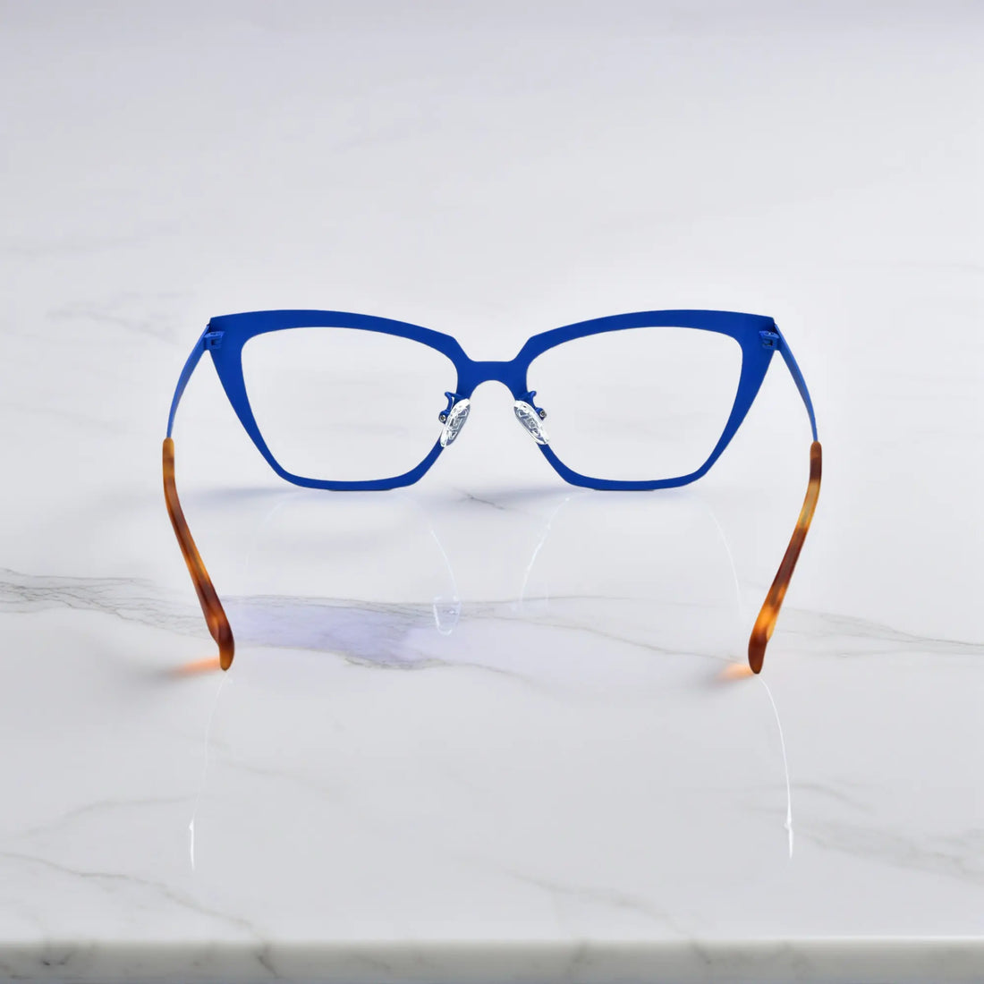 Rear view showing the temple structure of VoyueLens™ VL185809 Solar Azure frames