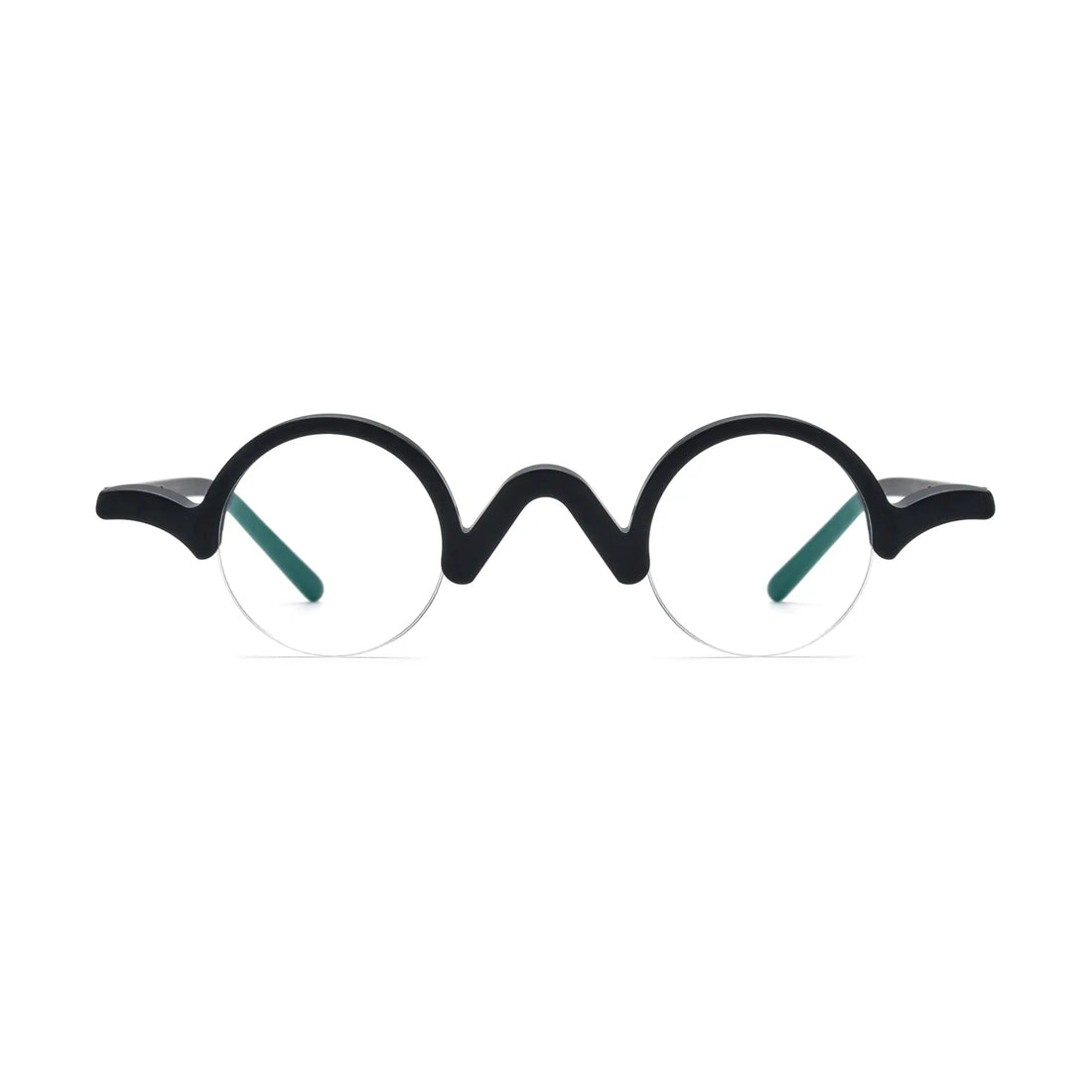 VoyueLens™ Solid Black Round Eyeglasses – Front View – SKU VL19281-C6