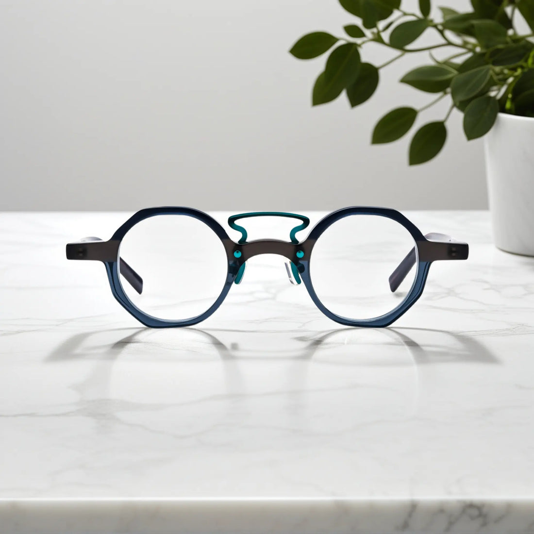 Front image of VoyueLens™ VL19244 Forest Grey Mist small face geometric eyeglasses in lightweight acetate