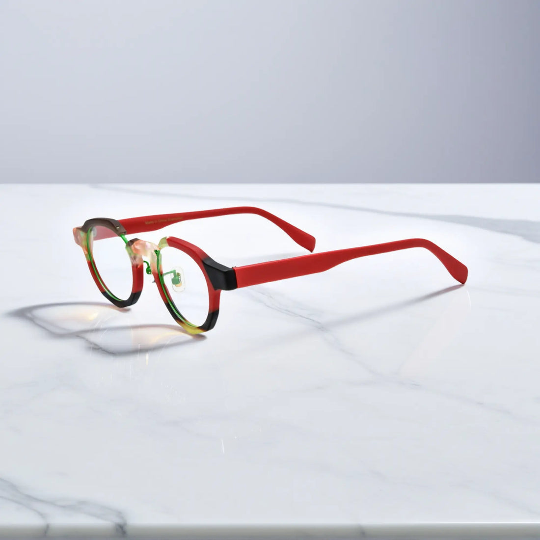 Side view of VoyueLens™ Forest Ember eyeglasses showing rich dual-tone temple design