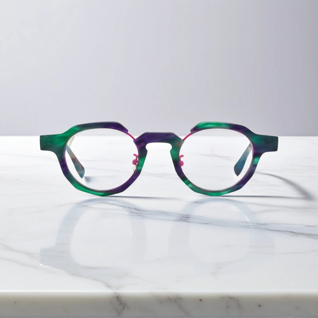 Front view of VoyueLens™ Mosaic Teal VL19378 eyeglasses with teal mosaic frame