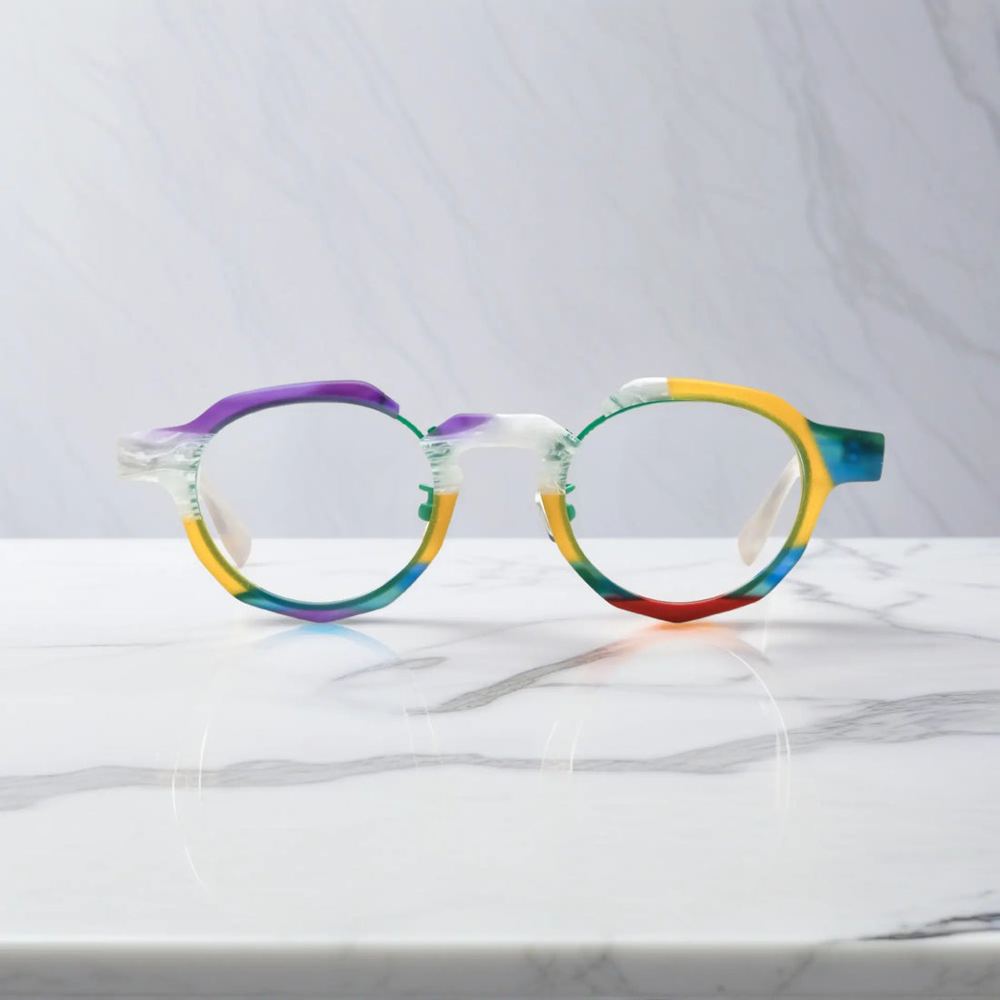 Front view of VoyueLens™ Rainbow Frost VL19378 eyeglasses with rainbow-accented frame