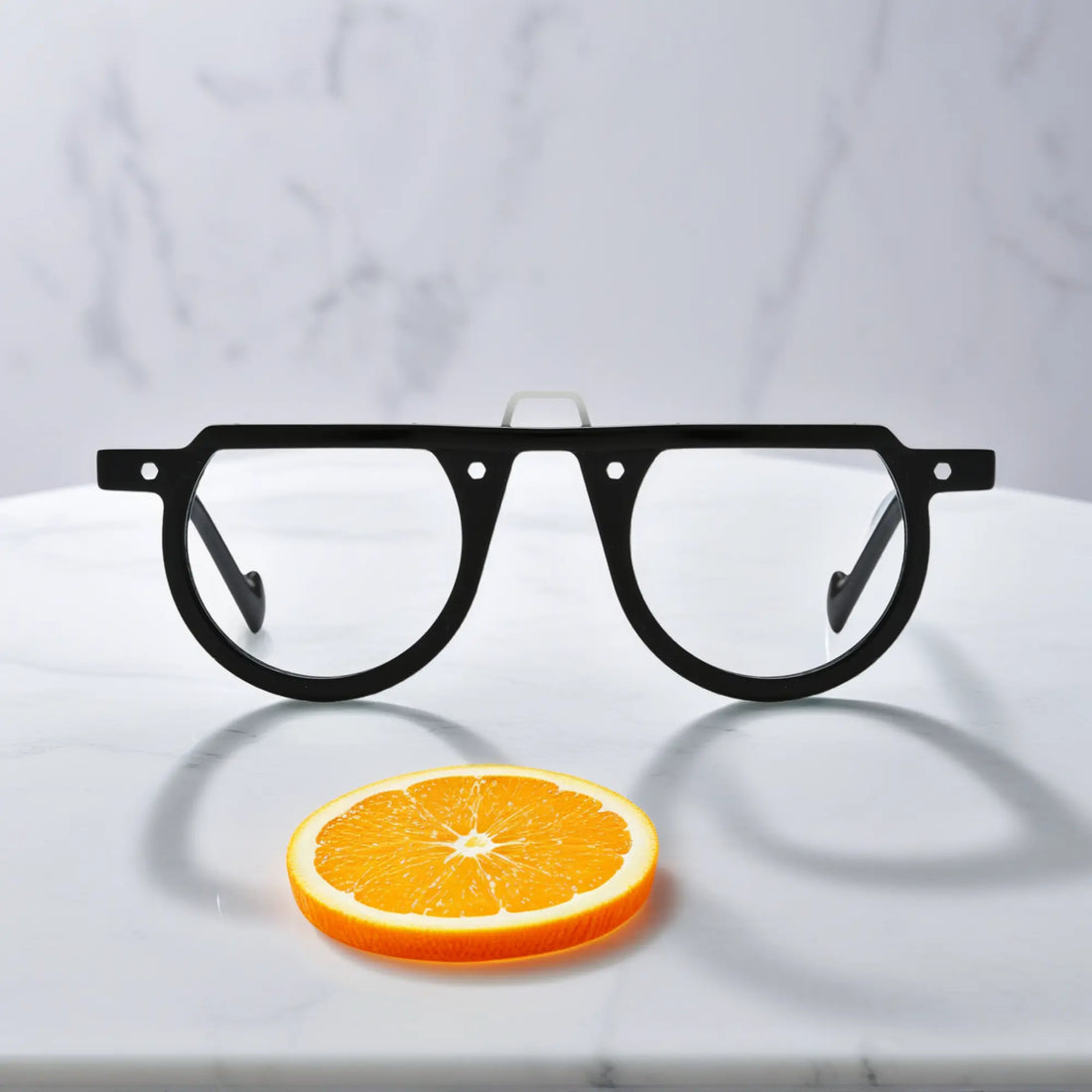 Front view of VoyueLens™ VL19383 eyeglasses in Charcoal Black – classic round silhouette