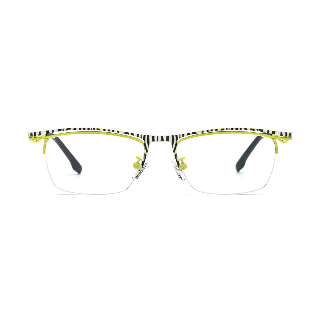 VoyueLens™ Zebra Yellow Semi-Rim Eyeglasses – Front View – SKU VL185890-C2