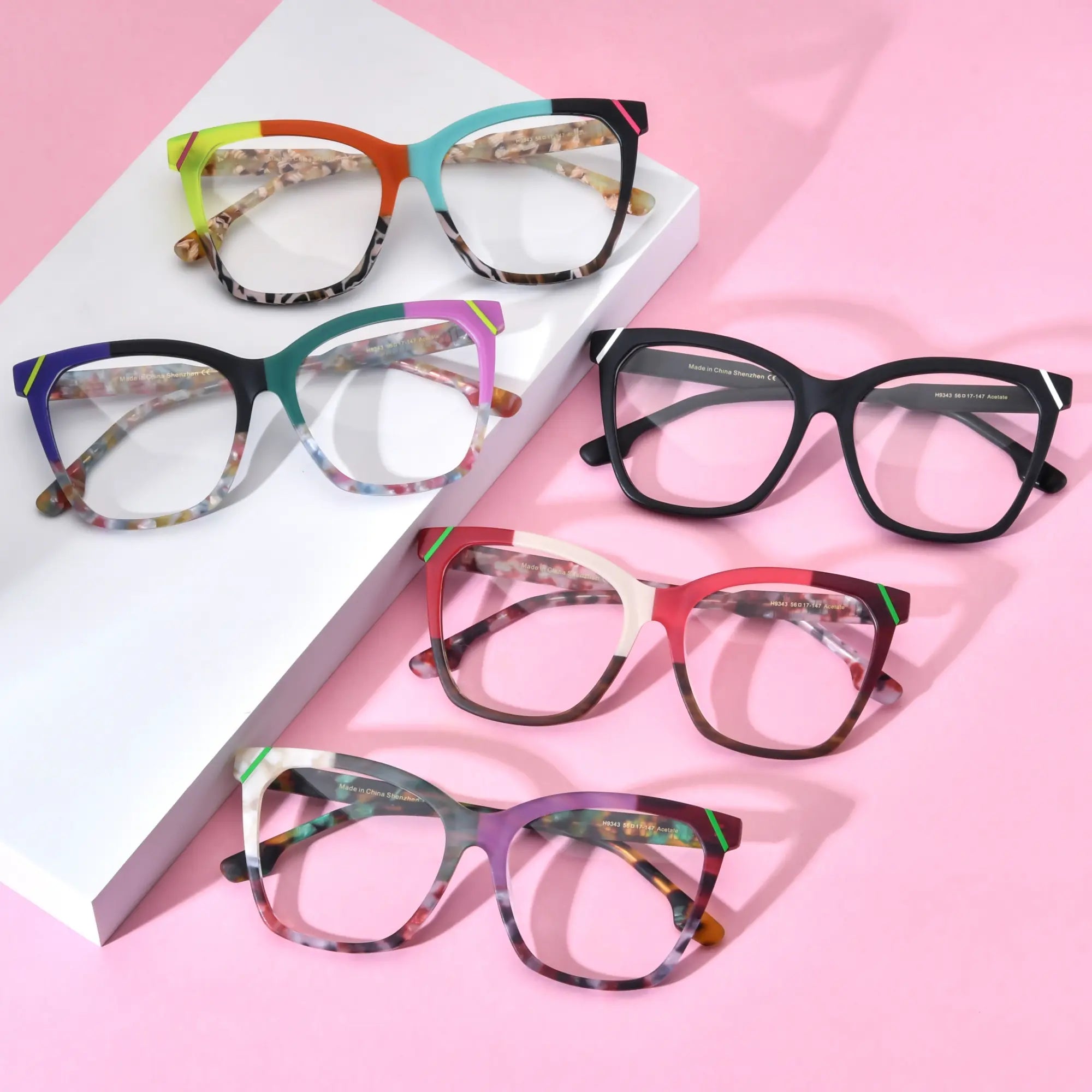 All 5 VoyueLens VL19343 color variants in square shape laid flat on display surface