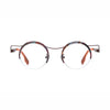Barledear Amber Cocoa eyeglasses front view with lightweight round pure titanium semi-rimless frame and warm brown color details