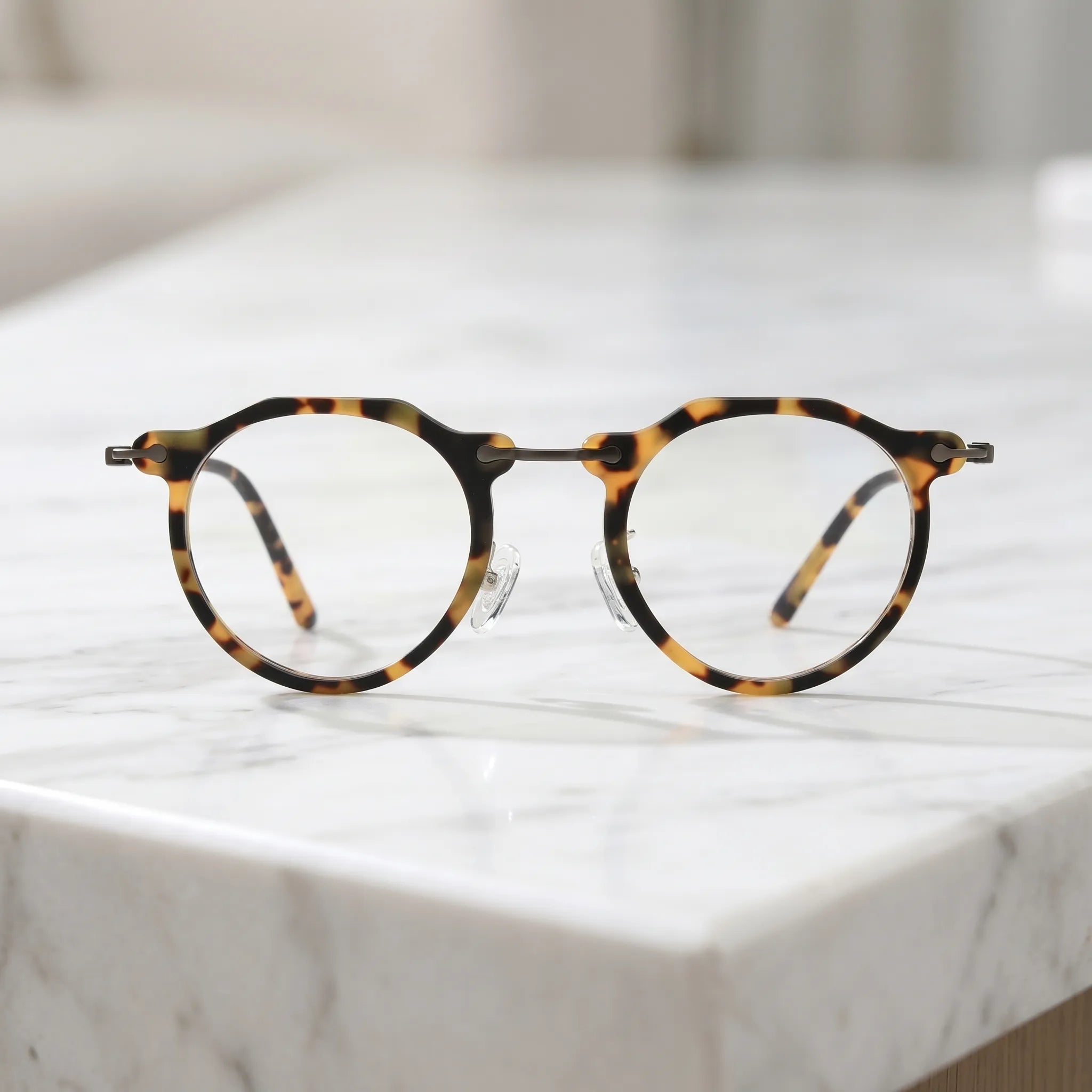 Barledear Amber Leopard eyeglasses shown in a clean lifestyle front view for everyday prescription eyewear