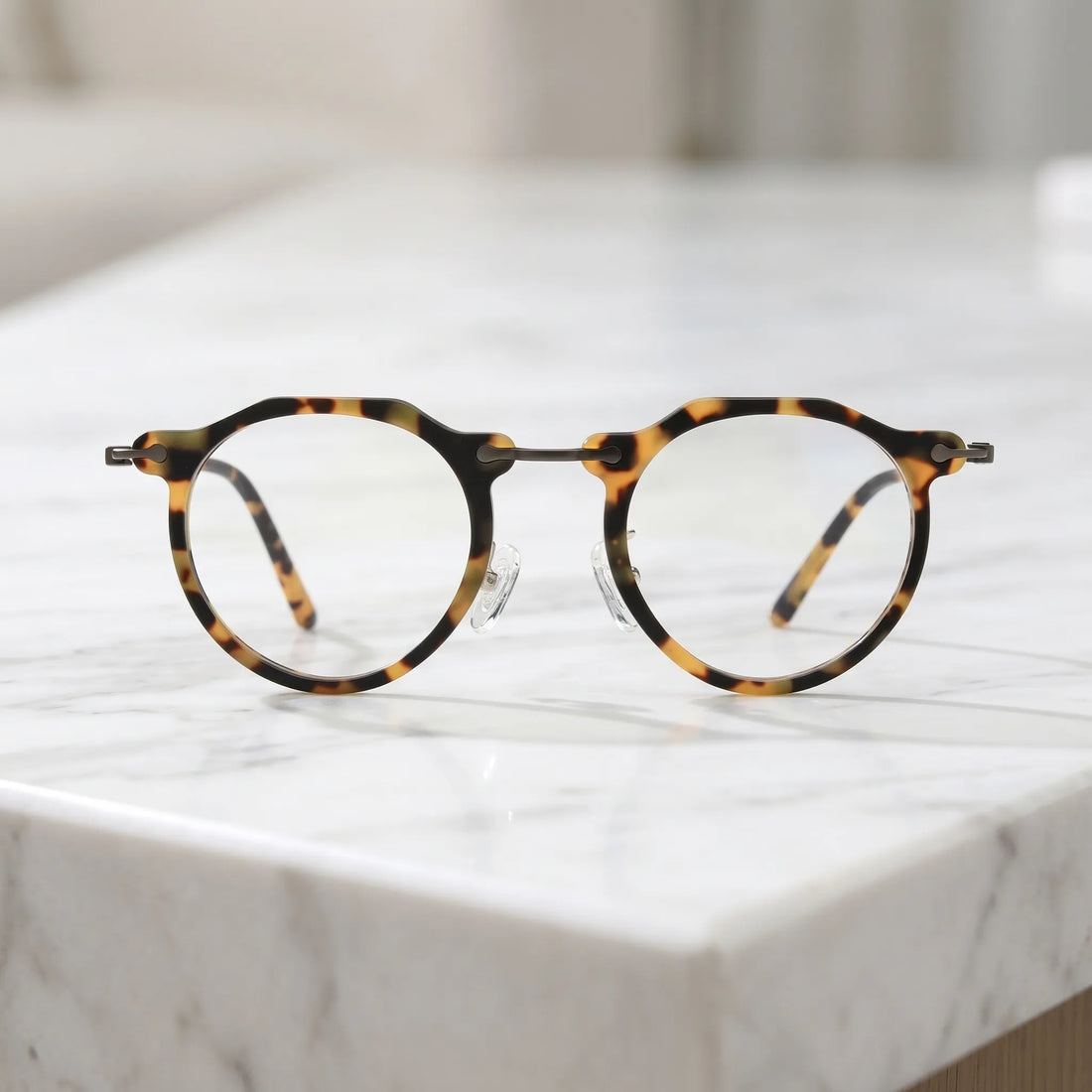 Barledear Amber Leopard eyeglasses shown in a clean lifestyle front view for everyday prescription eyewear