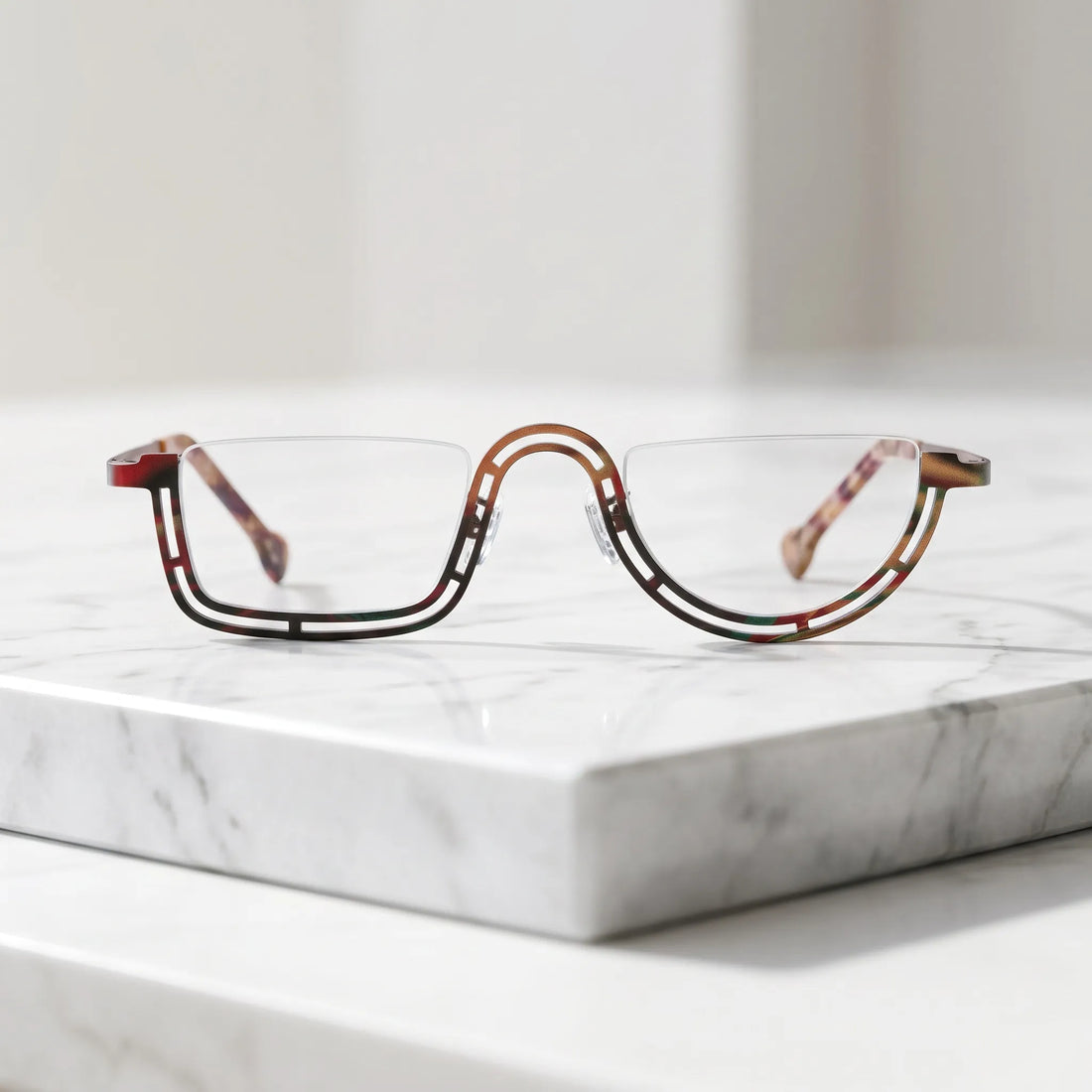 Barledear Amber Mosaic Brown eyeglasses shown in a clean lifestyle front view