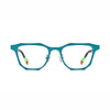 Barledear Aqua Tortoise eyeglasses front view with lightweight geometric titanium square frame and color-block temple tips