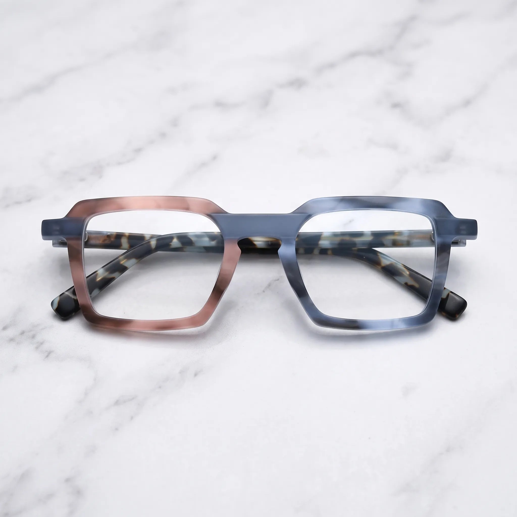 Barledear Blush Slate Tortoise eyeglasses folded display showing the two-tone frame and tortoise temples