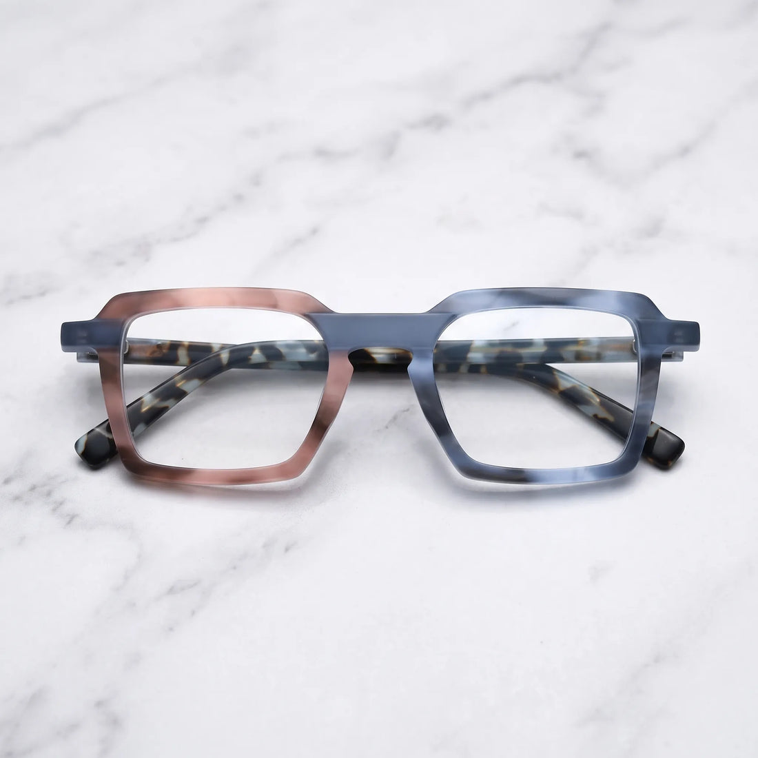 Barledear Blush Slate Tortoise eyeglasses folded display showing the two-tone frame and tortoise temples