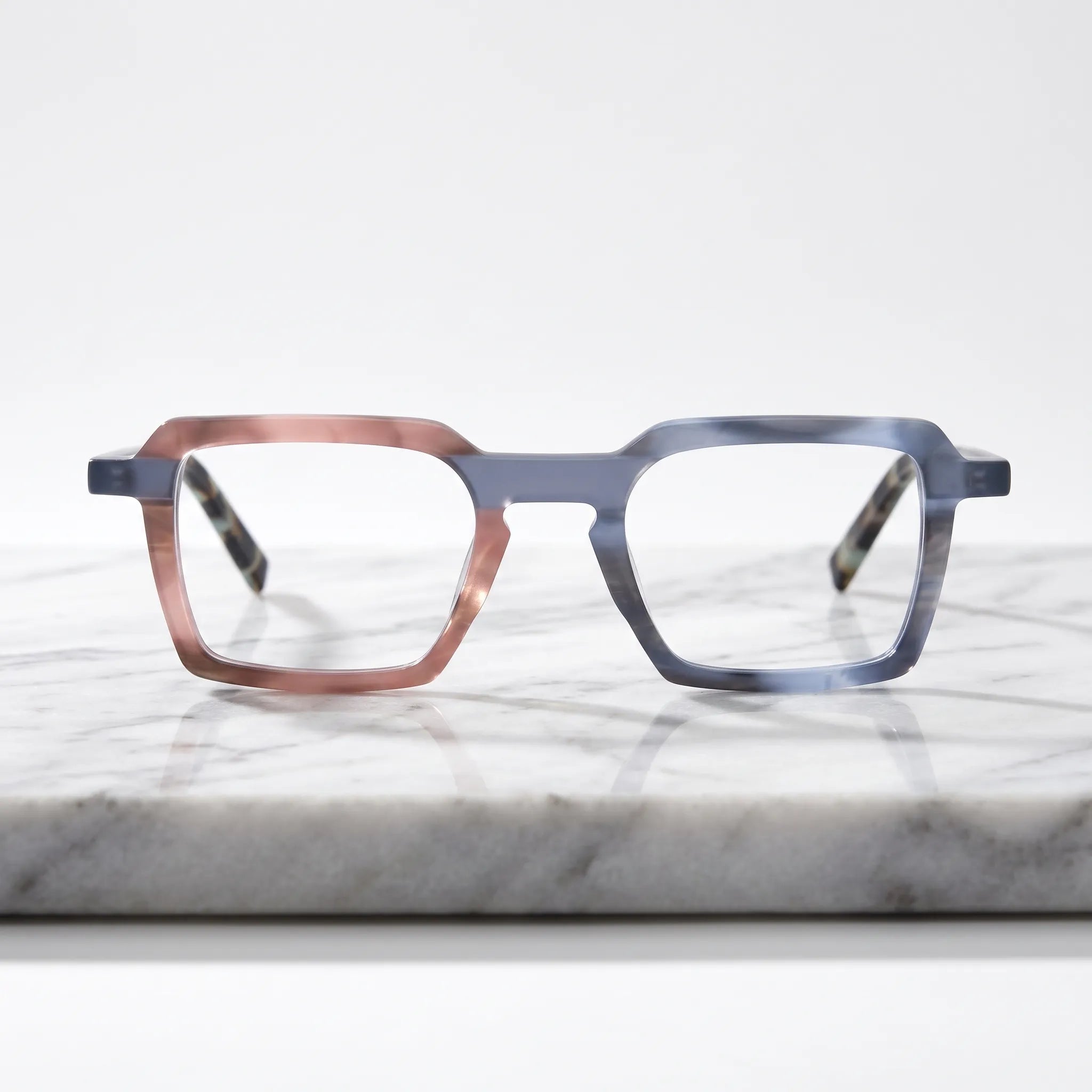 Barledear Blush Slate Tortoise eyeglasses shown in a clean lifestyle front view