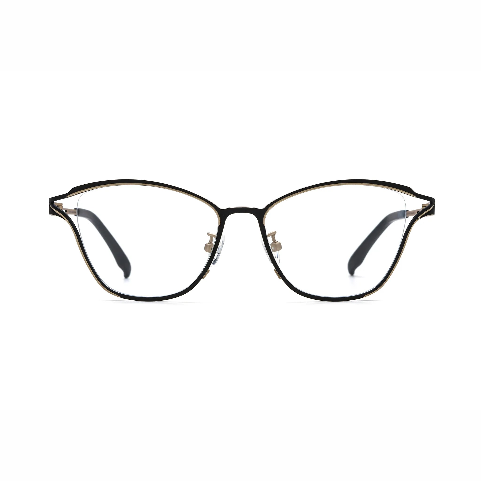 Barledear Champagne Noir eyeglasses front view with lightweight pure titanium butterfly cat-eye full-rim frame