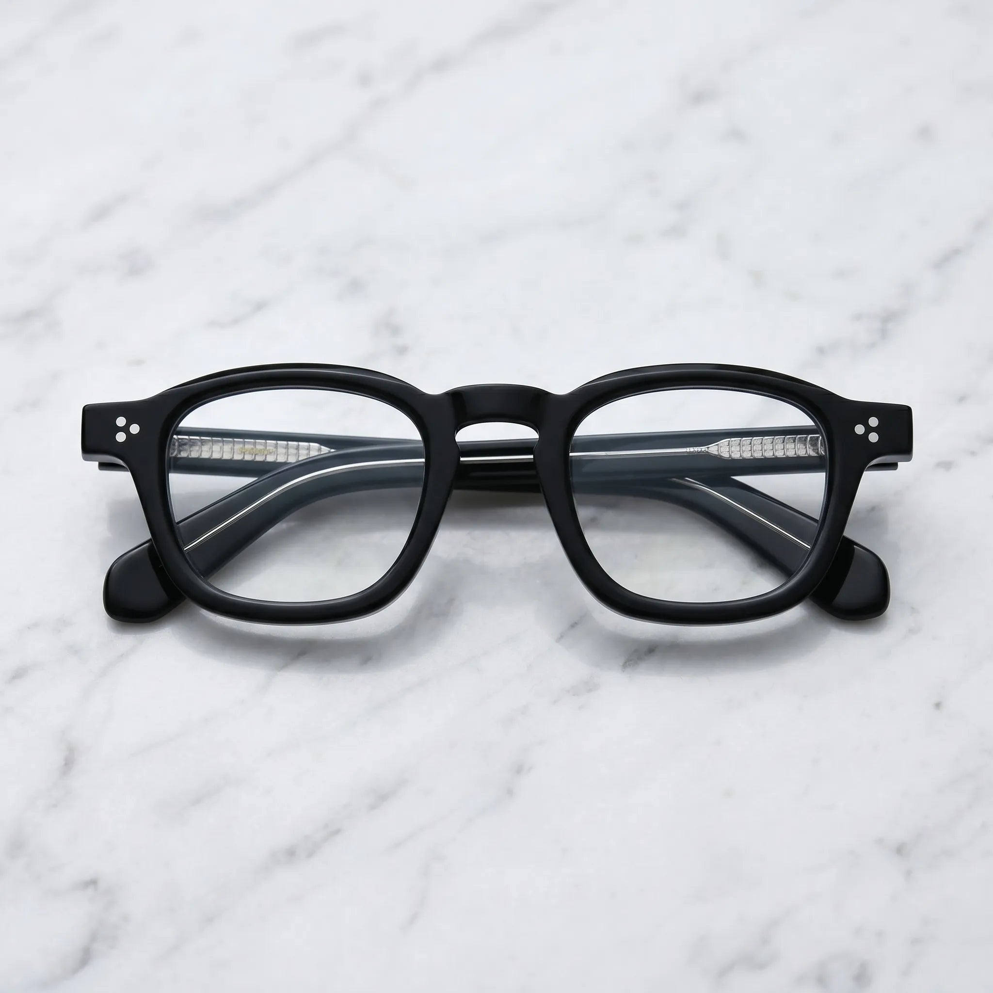 Barledear Charcoal Noir eyeglasses folded display showing full-rim acetate frame and black temple design