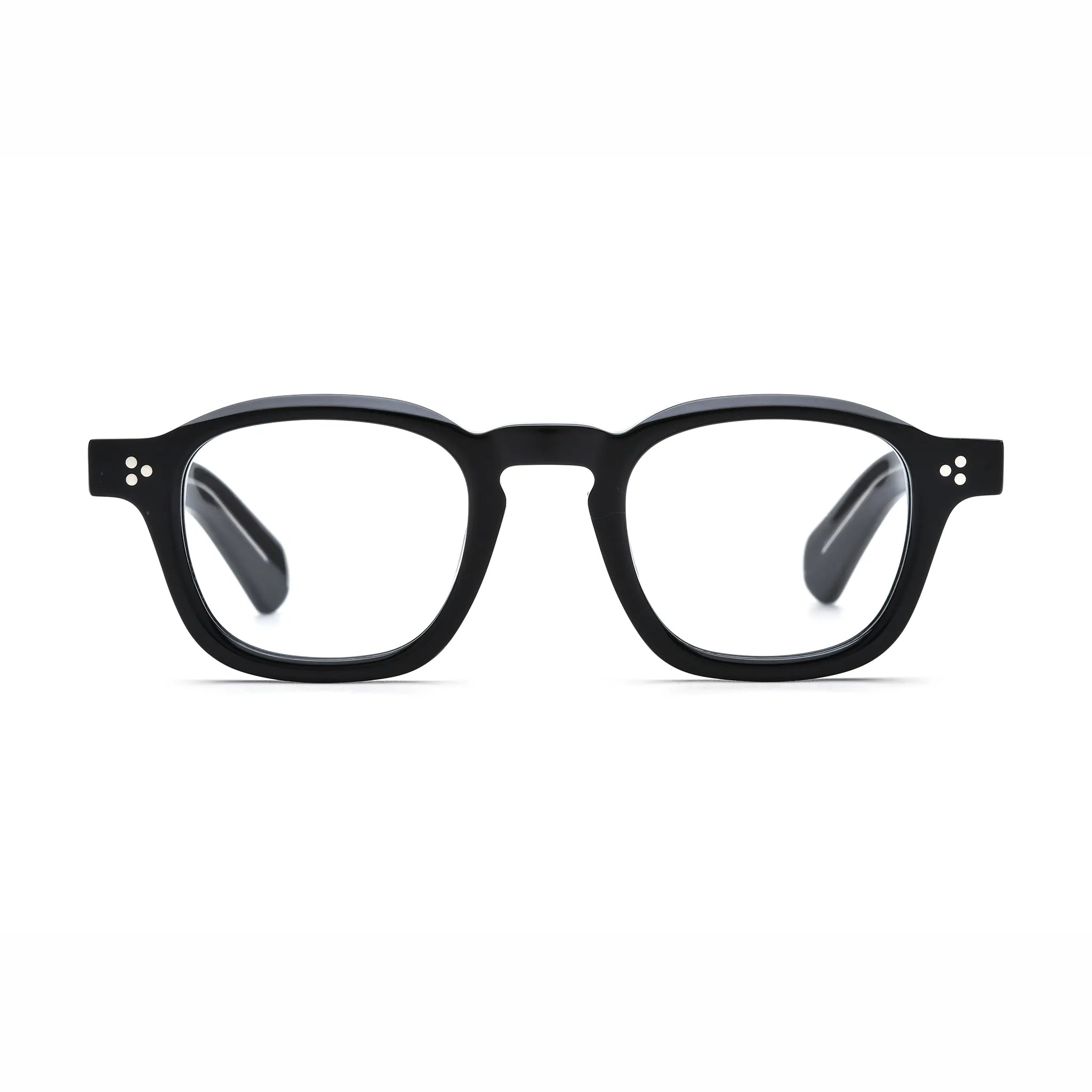 Barledear Charcoal Noir eyeglasses front view with lightweight retro square acetate frame