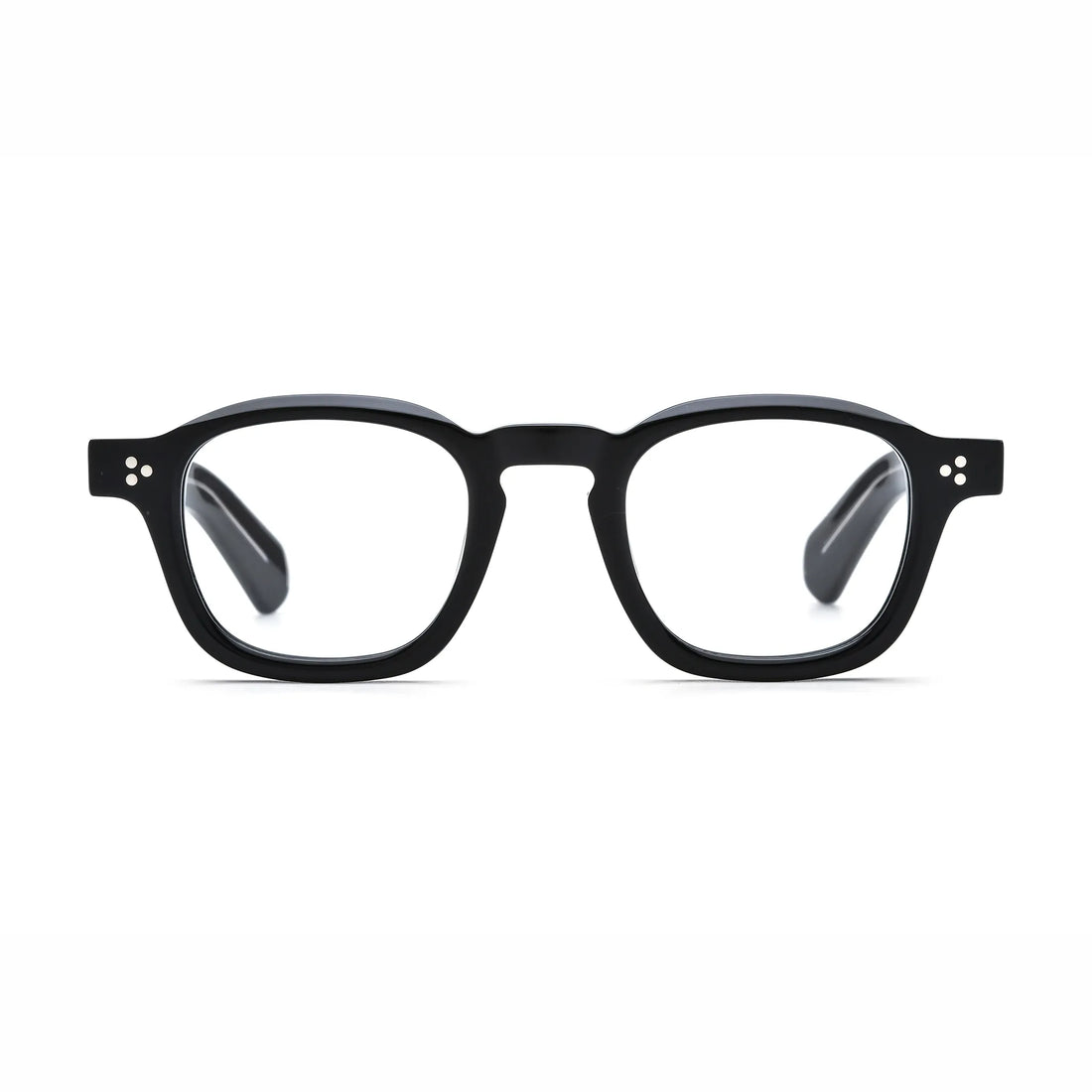 Barledear Charcoal Noir eyeglasses front view with lightweight retro square acetate frame