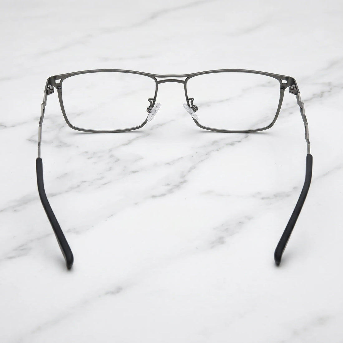 Barledear Checkerboard Ivory Black eyeglasses back view showing full-rim frame structure, nose pads, and patterned temple ends