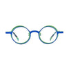 Barledear Cobalt Jade round pure titanium eyeglasses front view with a lightweight two-tone full-rim frame